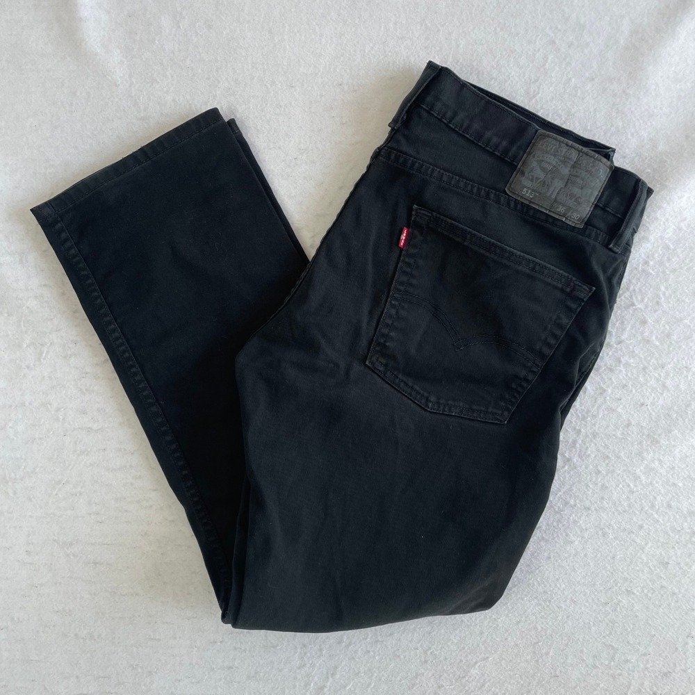Levi's 513 Slim Straight Jeans‎ Mens 36x30 Black Denim Pants Casual Classic